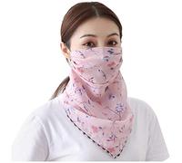Women Sun Protection Mask Sunshade Face Mask Scarf Breathable Print Chiffon Neck Gaiter UV Protective Cover for Face Neck Anti-dust Cover Bandana for Outdoor Activities
