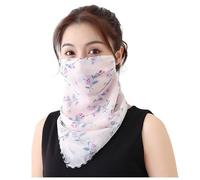 Women Sun Protection Mask Sunshade Face Scarf Breathable Print Chiffon Neck Gaiter UV Protective Cover for Face Neck Anti-dust Cover Bandana for Outdoor Activities