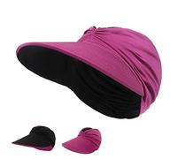 Women Sun Visor Reversible Double Side Wear Wide Brim UPF 50+ Foldable Summer Visors Hats Daily Travel Vacation Beach Hat Hot Pink