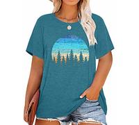 Women Sunrise Sunset T-Shirt Funny Graphic Casual Short Sleeve Tee Nature Travel Shirt Tops, Blue2_1, 4XL