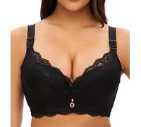 Women Super Push Up Bra Lace Underwire Soft Padding Lift Up Bra - black - 42A