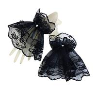 Women Sweater Fake Sleeves Hollow Floral Layered Lace Horn Cuffs Wrist Warmers Stretch Sweet Bowknot