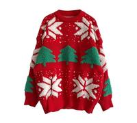 Women Sweater Women's Autumn and Winter Long Sleeved Medium High Collar Soft and Warm Christmas Tree Snowflake Printed Christmas Sweater Plus Size Jumpers Deals Christmas Essentials Sweater for Women