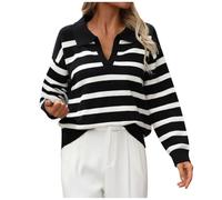 Women Sweater, Women's Fashionable Striped Loose Knit Pullover Sweater Comfortable Plus Size Knitwear Casual Winter Wear