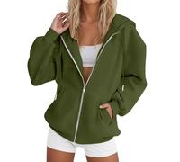 Women Sweatshirt with Hood, Oversized Hoodie Women Full Zip Casual Baggy Oversized Sweatshirts Fall Winter Long Raglan Sleeve Tops Jumper Y2K Streetwear Sports Tracksuit Jackets Green