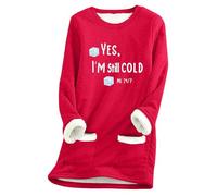 Women Sweatshirt,Women'S Long Sleeved Round Neck Fleece Pocket Yes I M Still Old Printed Pullover Sweatshirt Thick Warm Shirt Winter Top