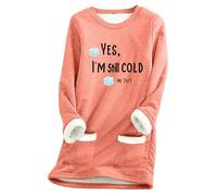 Women Sweatshirt,Women'S Long Sleeved Round Neck Fleece Pocket Yes I M Still Old Printed Pullover Sweatshirt Thick Warm Shirt Winter Top