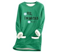 Women Sweatshirt,Women'S Long Sleeved Round Neck Fleece Pocket Yes I M Still Old Printed Pullover Sweatshirt Thick Warm Shirt Winter Top