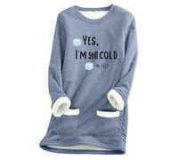 Women Sweatshirt,Women'S Long Sleeved Round Neck Fleece Pocket Yes I M Still Old Printed Pullover Sweatshirt Thick Warm Shirt Winter Top