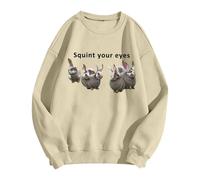 Women Sweatshirts Uk,Women'S Interesting Printed Round Neck Pullover Street Long Sleeve Pullover Hoodie
