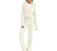 Women Sweatsuits Women's 2 Piece Outfits Sets Fuzzy Fleece Long Sleeve Loungewear Sweater Pants Pajama Sets(Beige,XS)