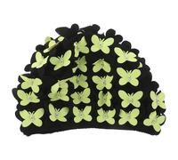 Women Swim Cap with Handmade Floral Petals, Polyester Bathing Hat | Waterproof Fit for Casual Swims and Water Aerobics, Protects Hair from Chlorine, Yellow Butterfly Style
