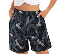 Women Swim Shorts 3D Printed Quick Dry Beach Board Swim Trunks Women's Casual Shorts Summer Comfy Beach Ladies Floral Print Summer Beach Board Swimming Shorts Elasticated Size 8-18