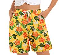 Women Swim Trunks Quick Dry Beach Board Watershorts Women's Casual Shorts Summer Comfy Beach Shorts Ladies Floral Print Summer Beach Board Swimming Shorts Elasticated Size 8-18
