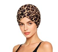 Women Swimming Cap Ear Protection Swim Cap Non-Waterproof Elastic Bathing Shower Hat Pleated Fabric Pool Beach Surfing Water Sports Hair Bonnet Beanie Chemo Sleep Head Wrap Turban for Long Short Hair