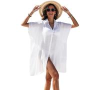Women Swimsuit Coverup Shirt Dress Button Down Bathing Suit Cover Up Beachwear Oversized Bikini Dress
