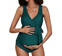 Women Swimsuit Maternity Bathing Suit Ladies Halterneck Pregnancy Swimwear Deep V-Neck Swimsuits Backless Solid Color Beachwear Comfortable Swim Wear for Pregnant Women Swimming Costume