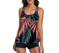 Women Swimwear Swimdress Bathing Suits Gifts for Her Office Tankinis for Women Tank Top with Boyshorts Bathing Suits Swimsuits Control Tummy Flowy Swimwears Two Piece Set Bargains of The Day Sale