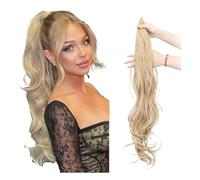Women Synthetic Flexible Wrap Around Long Ponytail Hair Extensions with Layered Curly Wave,Easy to Wear Daily(27M613)
