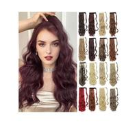 Women Synthetic Wrap Around Pony Tail 18/24 Inch Natural Wavy Magic Paste Ponytail Hairpiece for Women Daily(12,18inches)