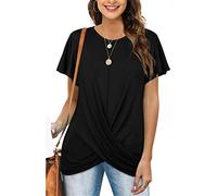 Women T Shirt Short Sleeve Twist Tops Casual Crew Neck Blouse Shirts Women’s Short Sleeve T Shirts Tops Twist Knot Front Crew Neck Casual Summer Tee Women Short Sleeve Tops Crew Neck Summer Tops