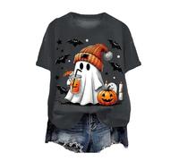 Women T Shirts Halloween Ghosts Pumpkins T Shirt Skeleton Bats Tops Womens Witchy Halloween Shirt Kids Tee for Children Round Neck Tshirt for Girls Spooky Comfortable Tee Top