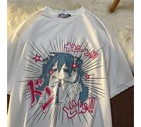 Women T-shirts Kawaii Vintage Casual Oversized T-shirt Female Harajuku Summer Fashion Short Sleeve O-Neck Clothes Tops-white,L
