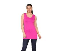Women T Shirts Ladies Longline Summer Sleeveless Tops Basic Strap Vest Top Fuchsia UK Size 16/18