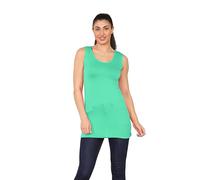 Women T Shirts Ladies Longline Summer Sleeveless Tops Basic Strap Vest Top Jade Green UK Size 12/14