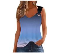 Women T Shirts Summer Casual Jumper Sleeveless Tunic Tank Tops Floral Pirnt Vest U-Neck Printed Tops Tee Vest Blouse Tops Ladies Beach Shirts Ladies Evening Tops Tshirt (Blue, S)