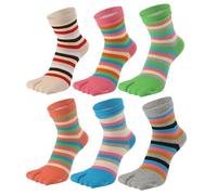 Women Tabi Socks No Show Crew Split Toe for Sandal Flip Flop Ninja Japan Cotton 6 Pack, Color 9, Small