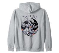 Women Tai Chi, Vintage Historic Retro Drawing, Harmony Flow Zip Hoodie