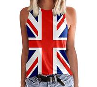Women Tank Tops England Flag Print Tshirt Sleeveless Casual Summer Top Britain Union Jack UK Flag Crew Neck Tee Blouses Vest Shirts