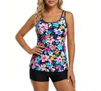 Women Tankini Swimsuits with Shorts, Plus Size Tummy Control Swimwear, Ladies Two Piece Swimming Costumes, Adjustable Strappy Bathing Suits Beachwear