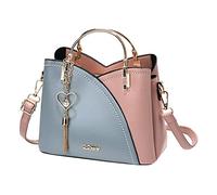 Women Tassel Handbag Shoulder Bag - PU Leather Top Handle Crossbody Bag with Contrast Stitching - Elegant Messenger Bag for Work Dating Travel Shopping - Black Small Tote