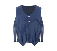 Women Tassel Vest Faux Suede Rivets Sleeveless Fringe Waistcoat Fashion Western 70s Hippie Jacket Cardigan Streetwear (C-03, L)