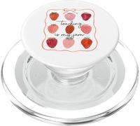 Women Teaching is My Jam Strawberry Coquette Teacher Girls PopSockets PopGrip for MagSafe