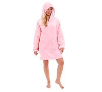 Women Teddy Sherpa Fleece Oversized Hoodies Blankets Super Soft Warm Cosy Fluffy Snuggle Hoody Plush Sweatshirts (Plain Pink, One Size)