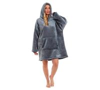 Women Teddy Sherpa Fleece Oversized Hoodies Blankets Super Soft Warm Cosy Fluffy Snuggle Hoody Plush Sweatshirts (Plain Charcoal, One Size)