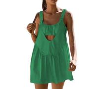 Women Tennis Dress with Built in Shorts and Bra Sleeveless Casual Summer Backless Golf Dress Workout Dresses (Green,S)