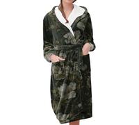 Women Thermal Hooded Robe Plus Size Extra Thick Hooded Long Winter Womens Dressing Gown Soft Bathrobe Sleepwear House Coat Night Gowns Plus Size Dressing Gown After Shower Nightgowns