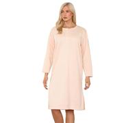 Women Thermal Nightwear Polka Dot Long Sleeve Button Winter Nightie M to 2XL Peach