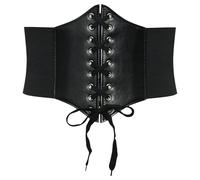 Women Tied Waspie Belt Lace-up Stretchy Cinch Belt Retro Theme Party Elastic Wide Belt CorsetS Belt Faux Leather Corset Shapewear Waist Cincher for Halloween 68CM Warehouse Deals Clearance