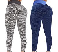 Women TIK Tok Leggings 2pcs,Honeycomb Butt Lifting Yoga Pants High Waist Tummy Control Gym Running Tights KaloryWee
