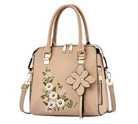 Women Top Handle Bag Small Handbag with Embroidery Flowers Designer Shoulder Bag PU Leather Crossbody Bag Satchel for Women Ladies Work Dating Shopping Party - Black Floral