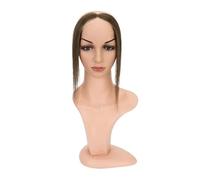 Women Topper Human Hair 10inch Natural Hairline Loss Hand Hook Lace Single Knot Invisible Hairpiece Adds Volume(Dark brown)