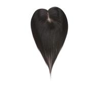 Women Toppers Real Human Hair, 10 Inch Realistic Silk Base Topper Hairs Pieces with Thinning,Middle Part Clip in Bangs(Black,16x18cm)