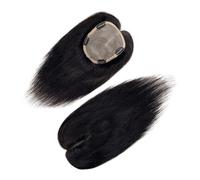 Women Toppers Real Human Hair Mono Base, Natural Black, Lightweight Breathable, Add Volume Can Be Curled, for Thinning Hairs Fluffy and Natural(8 inch,14x16cm)