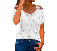 Women Tops and Blouses Ladies Summer V-Neck Casual Lace Patchwork Solid Caims Blouse Lovely Comfortable Loose Pleated Tunic Shirts Tops Henley T-Shirt Plus Size