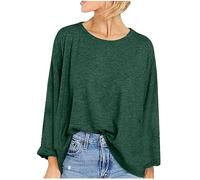 Women Tops Cotton Long Sleeve Crewneck Oversized T Shirts Plain Tee Undershirt Loose Womens Spring Blouses Classic Pullover Plus Size Breathable Tunic Shirts Home Beach Gym Wear